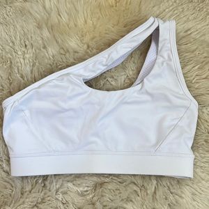 White One Shoulder Sports Bra
